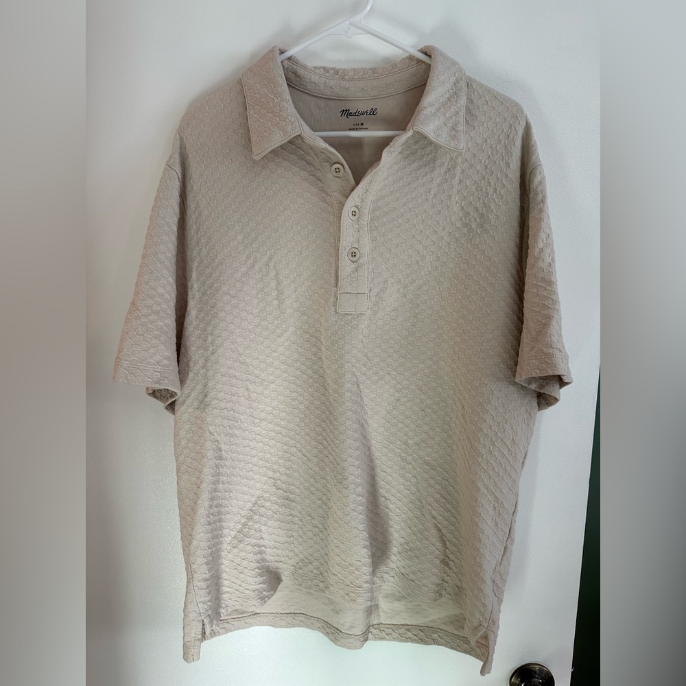 Madewell. Men's Cream Textured Polo Shirt